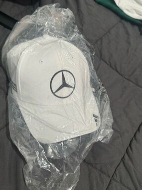 Mercedes AMG Petronas White Baseball Cap with Black Logo